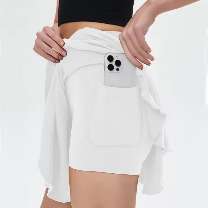 Falda de tenis para mujer, falda deportiva de Golf con volantes y pantalones cortos falsos de dos piezas, ropa de Golf para Fitness, falda de Yoga transpirable de cintura alta para baile - 1