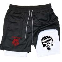 Pantalones cortos deportivos con estampado de anime de doble capa para hombre, multiprenda, secado rápido, correr, M-3xl - details 7