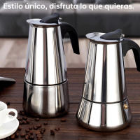 Cafetera de acero inoxidable, cafetera moka italiana, cafetera expreso, cafetera de percolador, utensilios para café con leche para estufa de 100 ml/200 ml/300 ml/450 ml - details 0