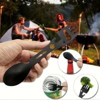 Villa multifuncional, cuchara, abrelatas, botella portátil, cubiertos, multiherramienta, equipo de camping, tenedor, acero inoxidable - details 4
