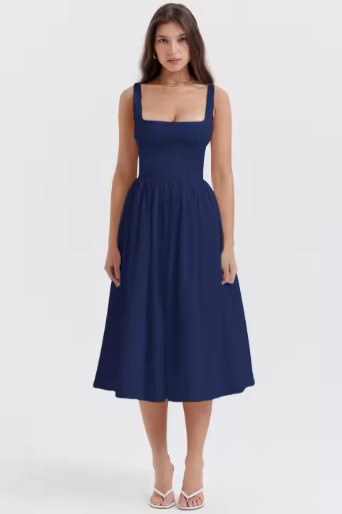 Vestido de dopamina con tirantes de cintura alta francés Sexy sin mangas de verano 2025 para mujer - 1