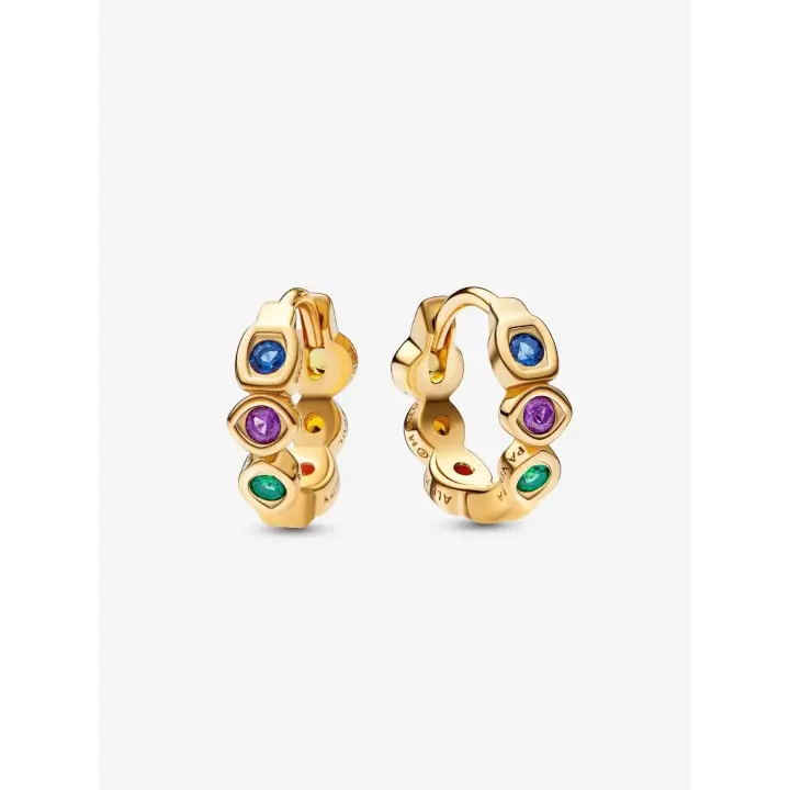 Pendientes de piedras preciosas multicolores doradas - 1