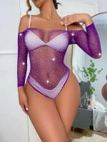 Body de strass a cuadros, lencería sexy de mujer, lencería mono de diamantes - details 1