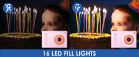 Cámara digital, cámara digital vintage 1080P para niños, cámara digital para niños con pantalla de 2,4 pulgadas con 16 luces de relleno LED, regalo de cámara digital barato para niños mayores, adolescentes, estudiantes, principiantes - details 2