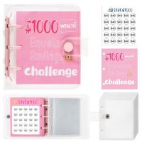 Mini carpeta de ahorro de dinero de PVC, Mini carpeta de presupuesto de $150/300/500/1000, libro de desafíos de ahorro colorido y duradero para planificador de presupuesto - details 5