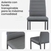 Sillas de Comedor de 4 Piezas Elegantes Resalto Alto, Asiento Ergonómico, Diseño con Costuras Decorativas Material de Piel Sintética, Estructura de Acero - details 3