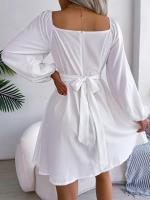 Elegante Vestido de Manga Larga con Volantes para Mujer Estilo Retro Suelto A Línea - details 5