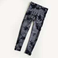 Leggings deportivos de tie dye con abertura escalonada lado inconsútil - details 8
