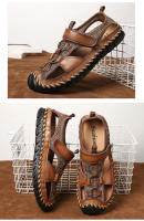 Sandalias planas informales de cuero genuino para hombre, calzado de playa romano, zapatillas de deporte masculinas, zapatos de cuña baja, talla grande 38-48, novedad de verano - details 24