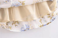 Vestido retro de manga corta con escote cuadrado para mujer con cordón en el pecho, minifalda floral de corte en A de cintura alta ajustada - details 3