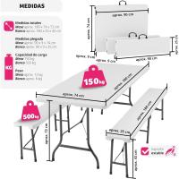 Juego de Mesa Plegable de Acero Set de Mesa de Camping con 2 Sillas Mesa de Jardín al Aire Libre - details 1