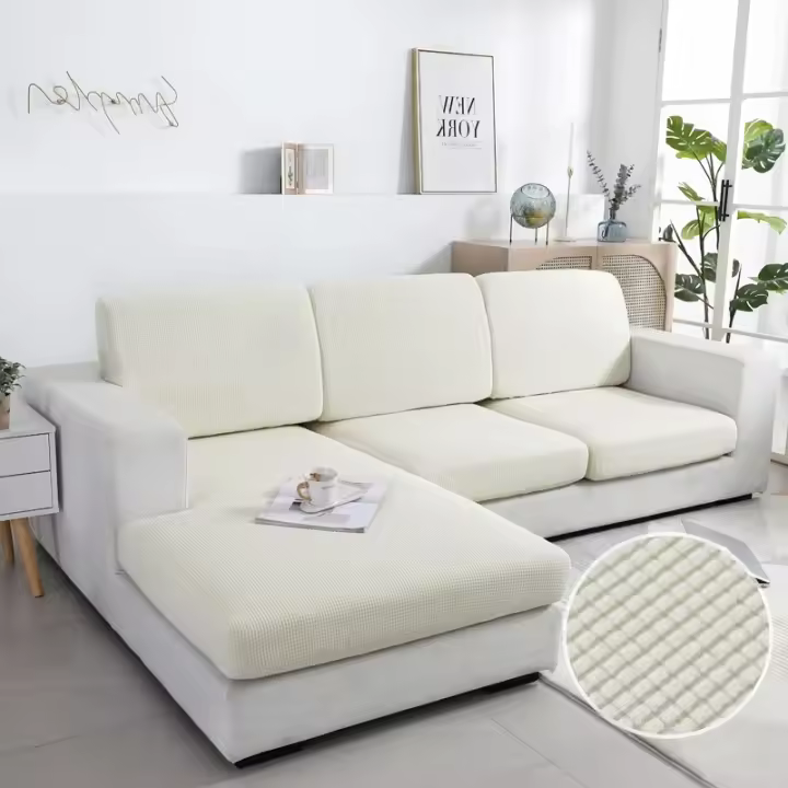 Coolazy-Funda de Cojín de Asiento grueso, Funda de Sofá ajustable para Sala de Estar, Protector de Muebles Jacquard Elástico - 1