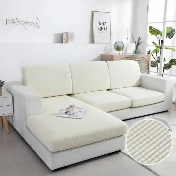 Coolazy-Funda de Cojín de Asiento grueso, Funda de Sofá ajustable para Sala de Estar, Protector de Muebles Jacquard Elástico - 1