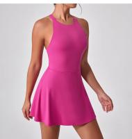 Vestido deportivo adelgazante antideslumbrante para mujer, ropa de entrenamiento de tenis de plumas de secado rápido, Fitness en la espalda, ropa de Yoga de una pieza - details 3
