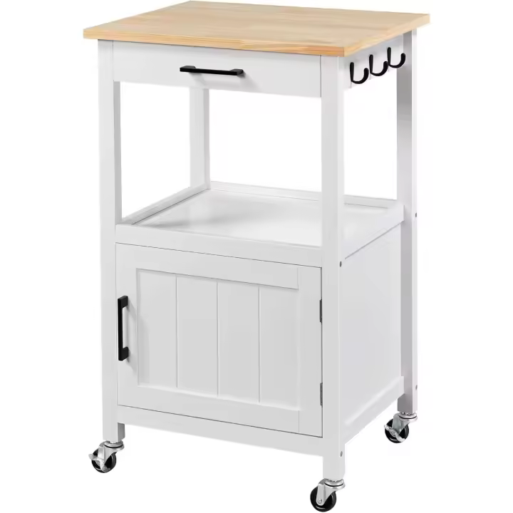 Servicio con Ruedas Carro Auxiliar con Espacio de Almacenamiento Carro Cocina Comedor Hogar Negro - 1