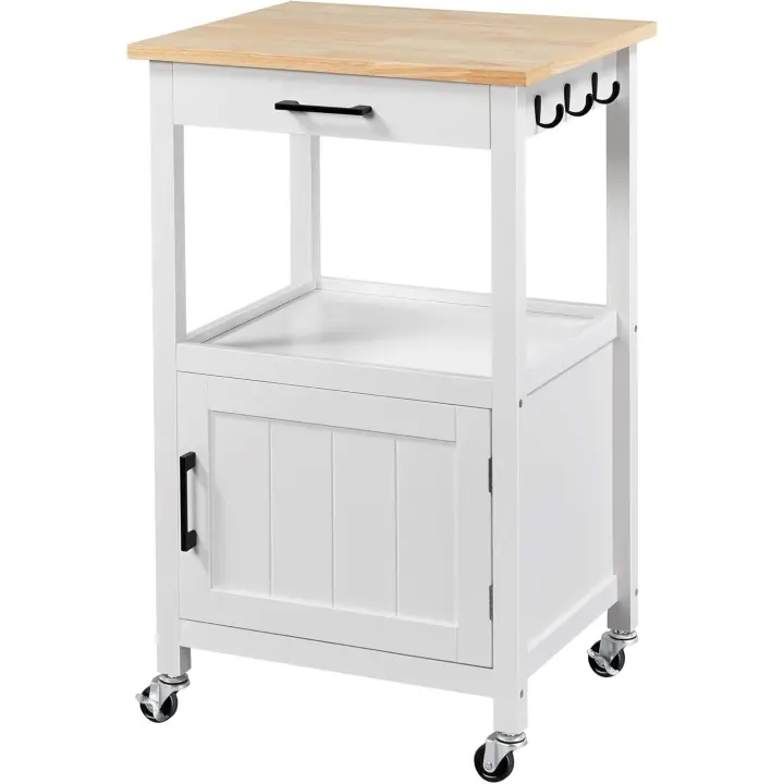 Servicio con Ruedas Carro Auxiliar con Espacio de Almacenamiento Carro Cocina Comedor Hogar Negro - 1