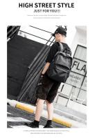 Mochila de viaje de cuero de PU para hombres, mochila escolar de negocios de color sólido, moda, bolso de hombro de cuero, tendencia de moda, viaje casual, mochila de computadora, estudiante - details 2