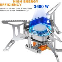 Gas de Camping, 3600W Cocina de gas portátil, Mini Estufa Plegable de Acero con Encendido Piezoeléctrico, Hornillos Portátiles de Camping Split con Adaptador para Camping, Picnic, Senderismo - details 2