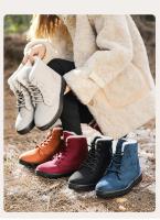 Botas de nieve cálidas antideslizantes para mujer, botines impermeables al aire libre, zapatos de senderismo de piel, zapatillas de felpa con cordones, Invierno - details 1