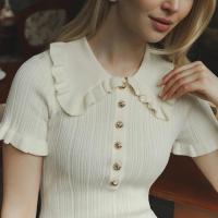 Minivestido De Cintura Alta Con Volantes Para Mujer, Vestido De Punto De Manga Corta, Ajustado, Vintage, Elegante, Verano - details 10