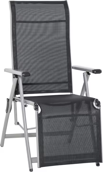 Silla de Jardín Plegable Sillón de Playa Ajustable en 10 Posiciones con Espalda Alta y Reposapiés - 1
