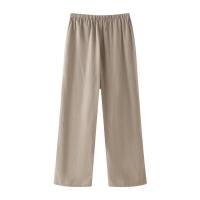 BUNO-Conjunto de pantalón de pierna ancha para mujer, chaqueta fina de manga larga con cuello de pico y solapa, abrigo con cinturón, traje liso para verano, 2025 - details 6