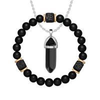 2 unids/set nuevas pulseras y collar magnéticos conjunto de pulseras de pareja de cuentas de piedra natural para hombres para mujeres cuidado de la salud ayuda a perder peso - details 2