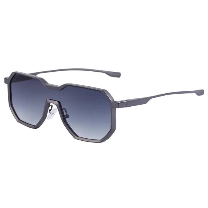 Nuevas gafas de sol de una pieza estilo punk, gafas de sol poligonales de moda para hombres con montura grande, gafas - 1