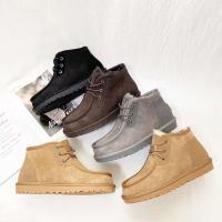 Nuevas botas de nieve con cordones para hombre de lana de cuero genuino cálidas y antideslizantes - details 1