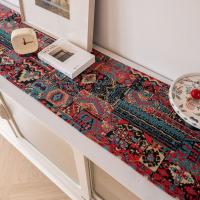 Camino de mesa de Jacquard con bandera de mesa, mantel de algodón con borlas, decoración de mesa Vintage gruesa - details 3