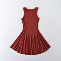 Vestido de Verano Elegante Estilo Europeo Americano Cuello Redondo Falda Elástica de Punto - details 5