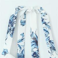 Vestido de verano 2025 con estampado floral, cuello halter en contraste de color, sin espalda, falda corta, nueva moda para mujer - details 10