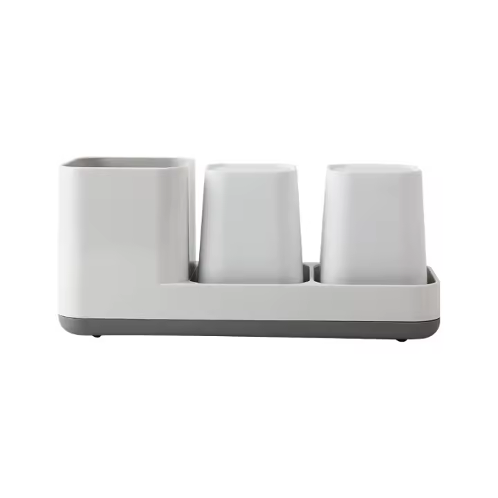 Porta Cepillos de Dientes de Plástico de Alta Calidad con Juntas Organizador de Baño Multifuncional para Lavabo o Armario de Baño (Blanco) - 1
