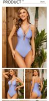 Bañador de una pieza con tirantes para mujer, traje de baño adelgazante con cuello Halter ahuecado, Sexy, ropa de playa - details 7
