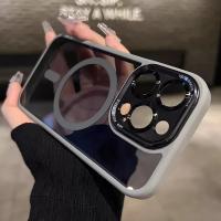 Funda protectora de parachoques de lente de Metal magnético de lujo para iPhone 16 15 14 13 12 11 Pro Max 16 Plus cubierta transparente dura de carga inalámbrica - details 0
