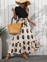 "2025 Vestido Mujer Elegante Estampado Geométrico Moderno Mangas Globos + Volantes Cuello Redondo Tendencias Verano España " - details 1