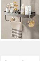 Soporte para cabezal de ducha de baño, montado en la pared, no requiere perforación, organizador de champú, soporte de iluminación de diseño integrado - details 9