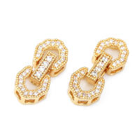 Conector de Estrella Redondo de Brasso y Zirconio de 18K Oro Accesorios de Joyería DIY para Collares y Pulseras Hecho en China - details 18