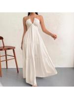 Vestido de verano con tirantes en el cuello mujer, estilo súper hada francés, ideal para vacaciones junto al mar. - details 3