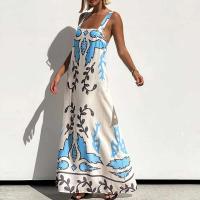 Vestido de Fiesta de Verano con Lazo de Encaje Trasero Vestido de Noche Elegante con Estampado de Plantas para Mujeres Casuales - details 4