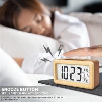 Despertador de madera con calendario y temperatura visualización. Reloj digital de madera maciza para decoración de escritorio. Idea de regalo - details 4