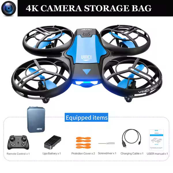 Mini Dron con cámara 4K HD, cuadricóptero plegable de 2,4G, 4 canales, WiFi, Fpv, mantenimiento de altura y presión de aire, juguetes RC - 1