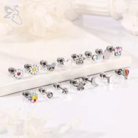ZS-pendientes de tuerca de acero inoxidable para niños y mujeres, joyería de Piercing de hélice de cartílago, flor linda, mariposa, 1 pieza, 20G - details 4