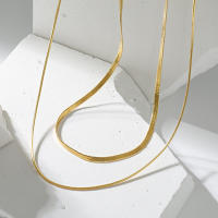 Collar de cadena de acero inoxidable para mujer, joyería de mezcla, color dorado, simple, de varias capas - details 7