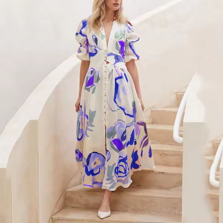 Vestido de mujer con parte inferior grande Changsha Beach, estampado en cuatro caras, novedad de primavera, 2024 - 1