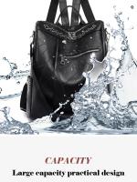Mochila Vertical de Pu para mujer, bolso cruzado de viaje de gran capacidad, tendencia informal - details 9