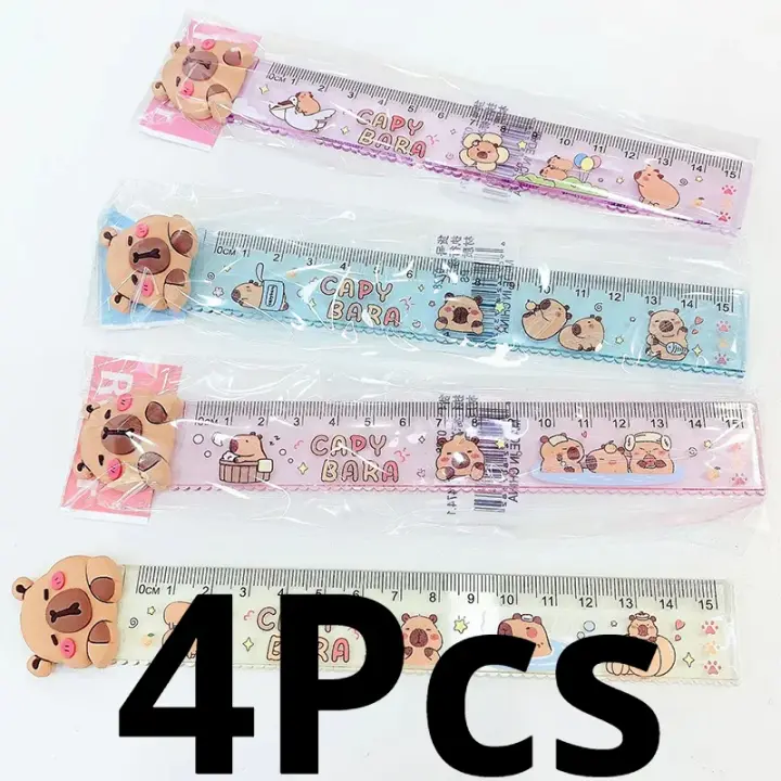 4 unids/lote Capybara 15cm regla recta de plástico transparente marcapáginas creativo de dibujos animados lindo estudiantes papelería regalo del Día de los niños - 1