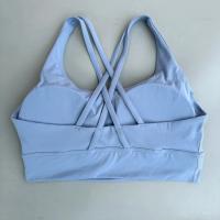Sujetador deportivo cruzado de Color sólido para mujer, Top ajustado suave de alta resistencia, ropa interior de entrenamiento integral para gimnasio y Yoga con almohadilla para el pecho - details 19