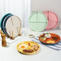 Divided Dish In 3 Diet Reusable Round Dinner Plate Kitchen Dinnerware Portion Plates for Adults 3 Compartments Microwave Safe - details 7