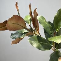 Planta de Magnolia Artificial grande, hojas de goma hechas a mano, rama de árbol de Magnolia simulada, 2 tenedores, plantas artificiales de 110cm - details 1